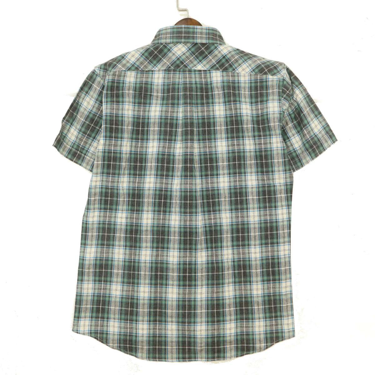 A DAY IN THE LIFE United Arrows spring summer short sleeves check * button down shirt Sz.M men's green made in Japan C3T06343_7#A