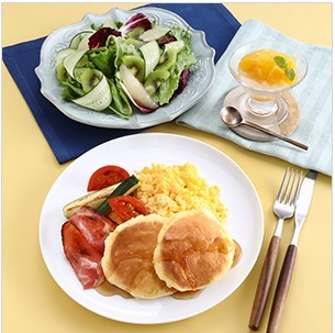 * ABC cooking [ egg . salad . comfort . already! popular food ingredients. [ egg ]. salad . combination . pancake plate ] 395 *