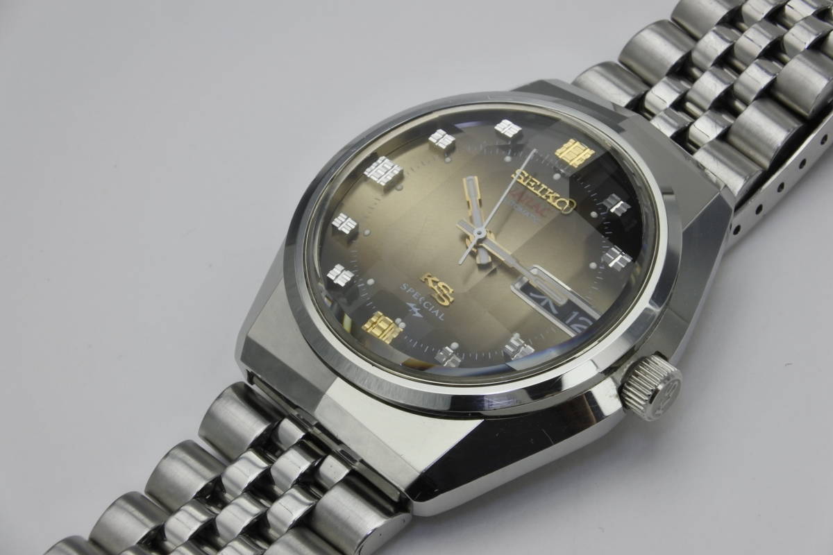 ☆高級国産名機1973年製 SEIKO キングセイコーバナック スペシャル 亀甲型9面カットガラス　5256-6000　自動巻紳士腕時計　中古逸品_画像4