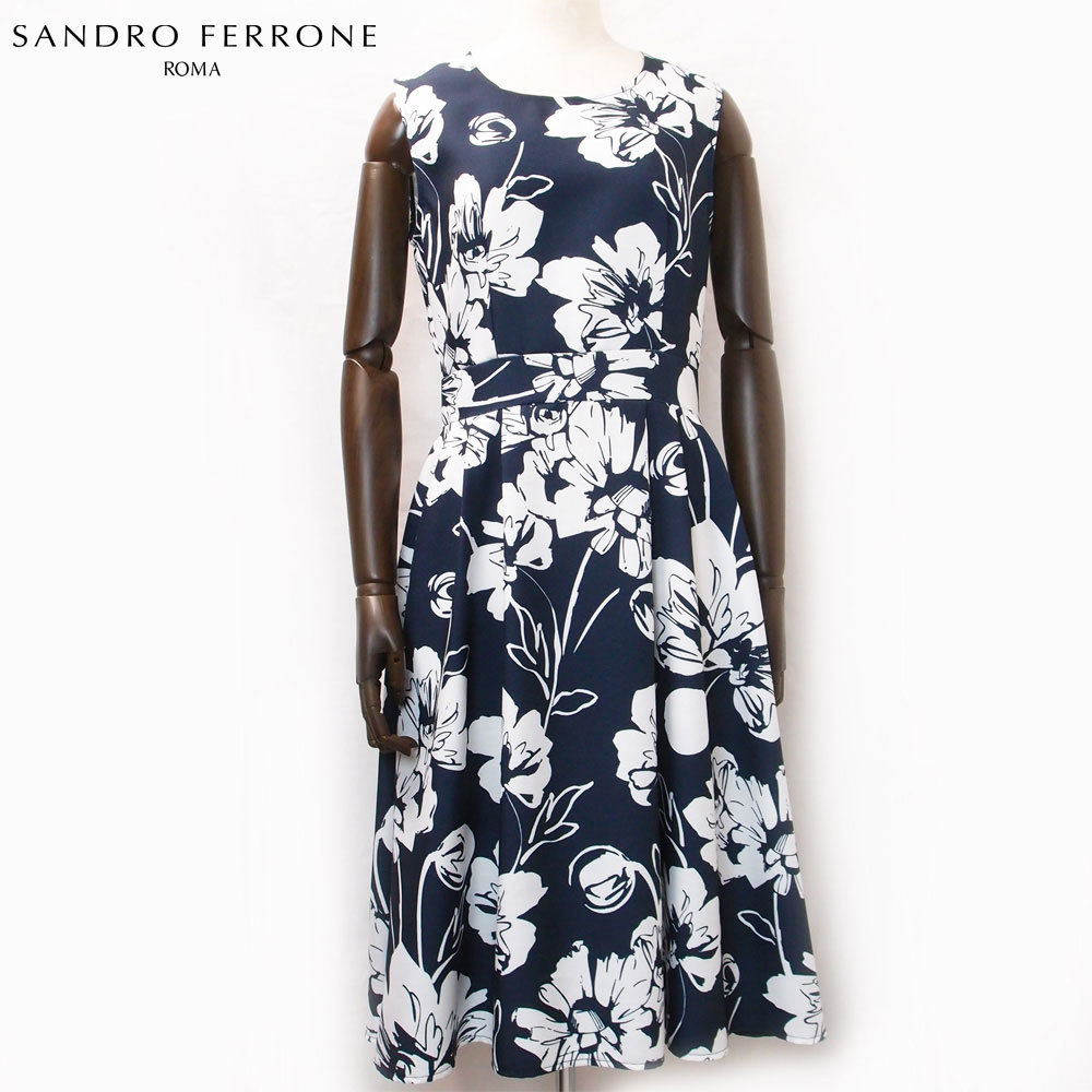 新品 SANDRO FERRONE レディース ノースリーブ 花柄ワンピース M_画像1