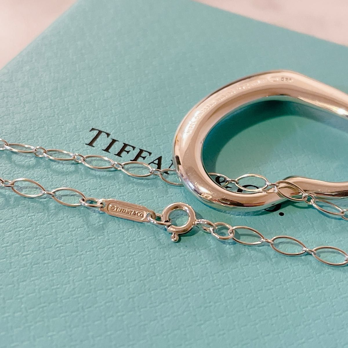 美品 ティファニー Tiffany オープンハートネックレス ラージサイズ ティファニーオープンハート