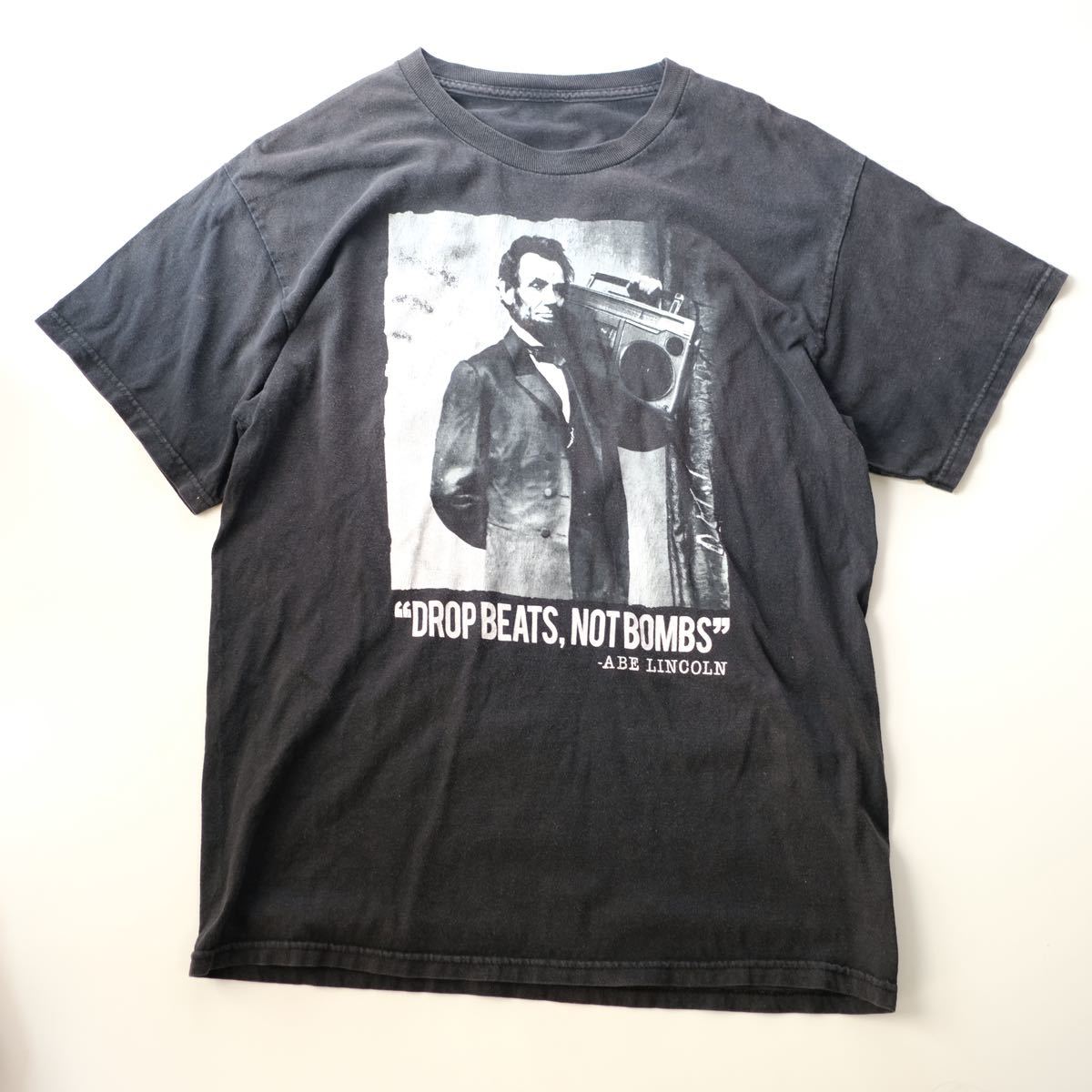 【1990〜2000s】ビンテージ　リンカーン　コラージュ　Tシャツ　アート　古着　USA製　ヴィンテージ 黒ベース