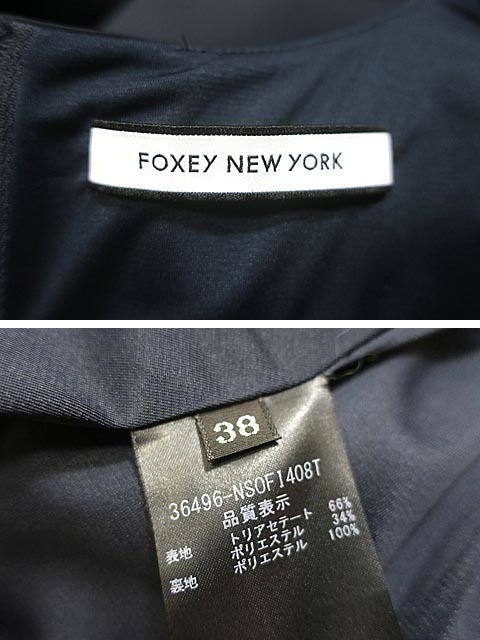 【中古】FOXEY NEW YORK フォクシーニューヨーク ワンピース レディース ノースリーブ ネイビー 日本製 36496_画像3