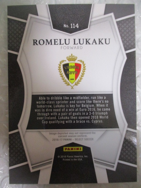 ∫ 202　カード　サッカー Panini 2016 SELECT【ROMELU LUKAKU】パニーニ セレクト【ロメル・ルカク】 未使用_画像2