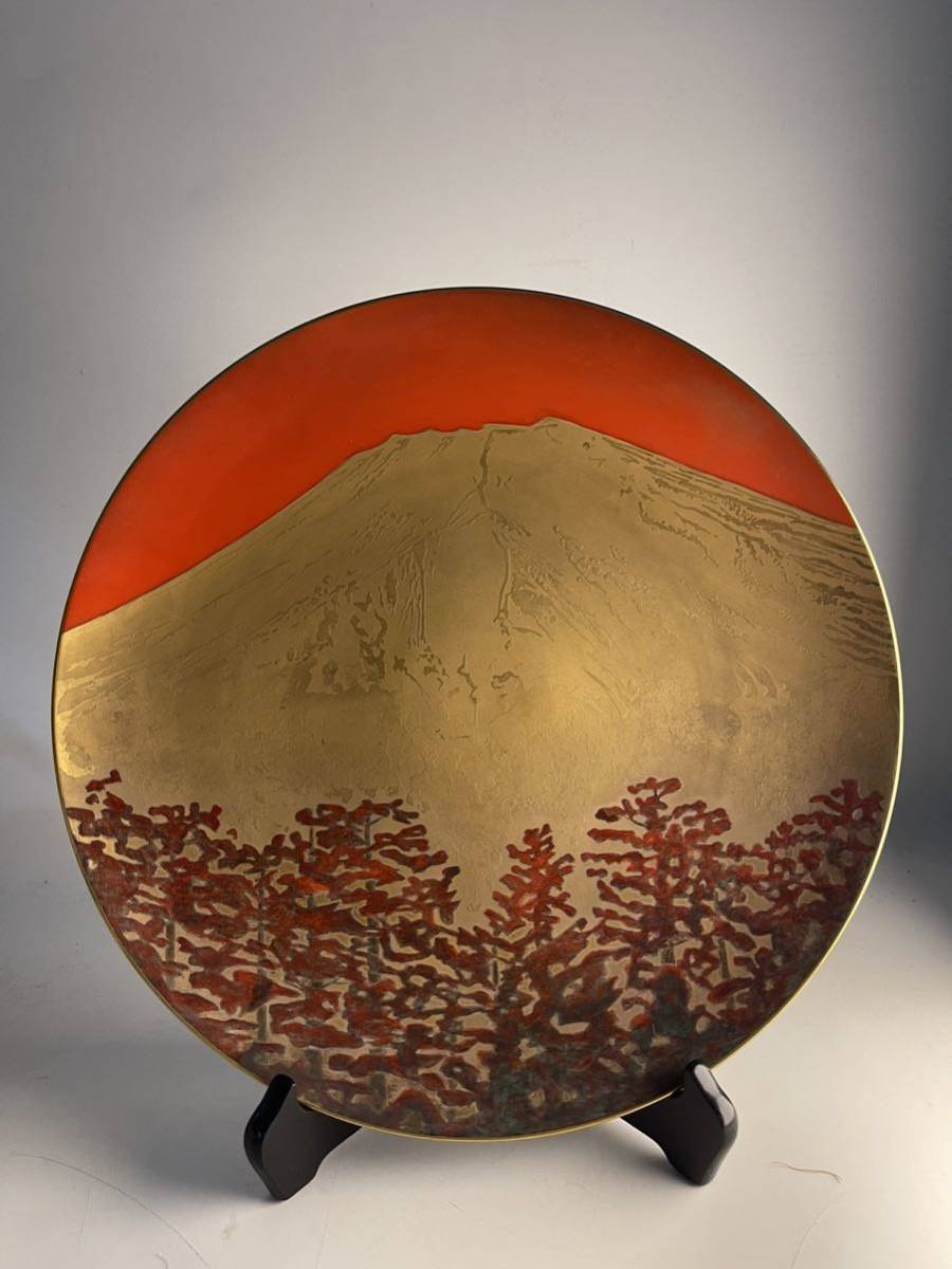 ノリタケ Noritake 大皿 特大皿 スタジオコレクション ハンドペイント 赤富士 飾皿 直径45cm 金彩 飾り皿 プレート