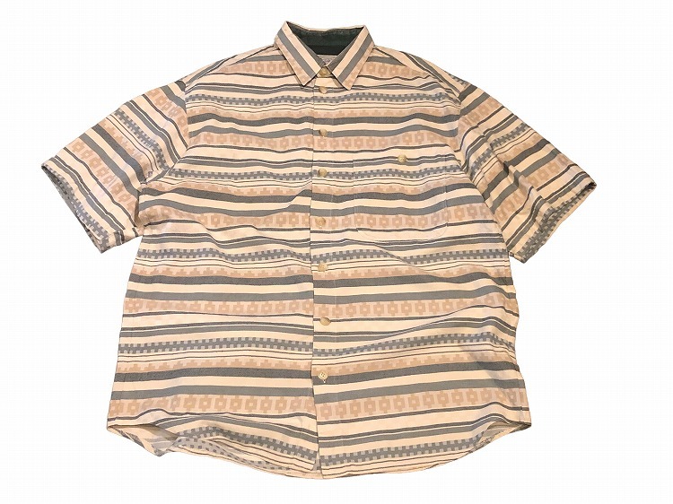 USED 半袖シャツ ネイティブ風 ボーダー S/S Shirts [us-190]usa 古着 オールド ヴィンテージ_画像5