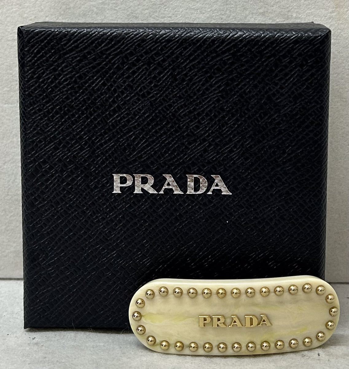 20230722【PRADA】プラダ プレックス ヘアクリップ バレッタ アクセサリー プラスティック アクリル樹脂 真鍮