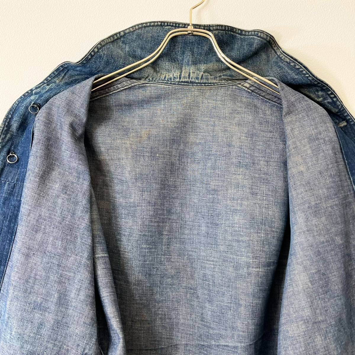  rare { Vintage / US NAVY }40s[ USN America navy military navy shawl color Denim jacket Vintage the US armed forces the truth thing ]