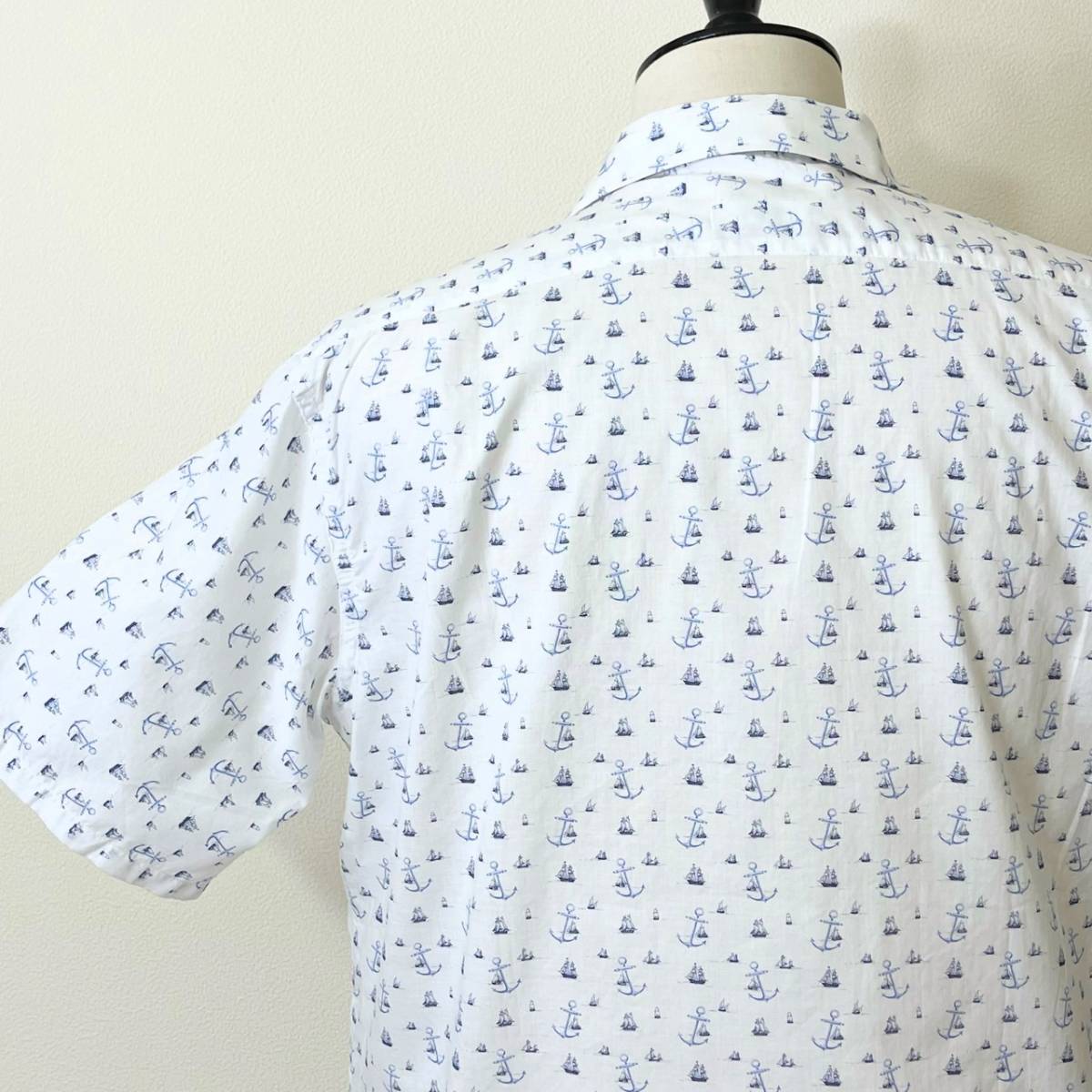 希少《 Dead Stock(1Wash) / Long Staple Cotton 》50s 60s デッド【 Mcgregor 船 アンカー 錨 総柄 コットン 半袖シャツ M ビンテージ 】_画像7