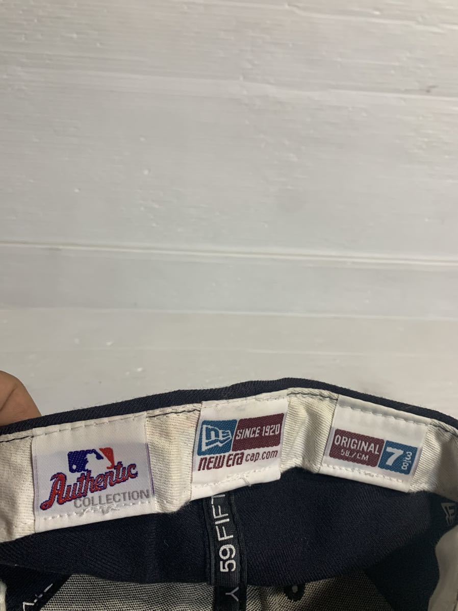 90's ヴィンテージ NEW ERA ニューエラ USA製 紺 MLB AUTHENTIC COLLECTION ニューヨークヤンキース ベースボールキャップ 野球帽子 7 3/8_画像8