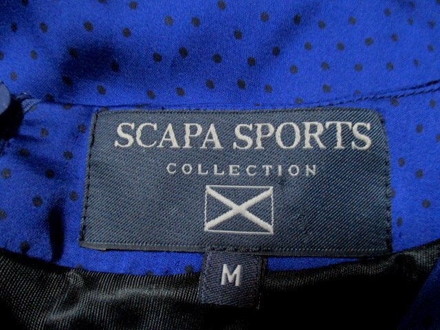 e734　スキャパ　SCAPA SPORTS COLLECTION　ドット柄ワンピース　サイズM　青系×黒　35-8_画像7