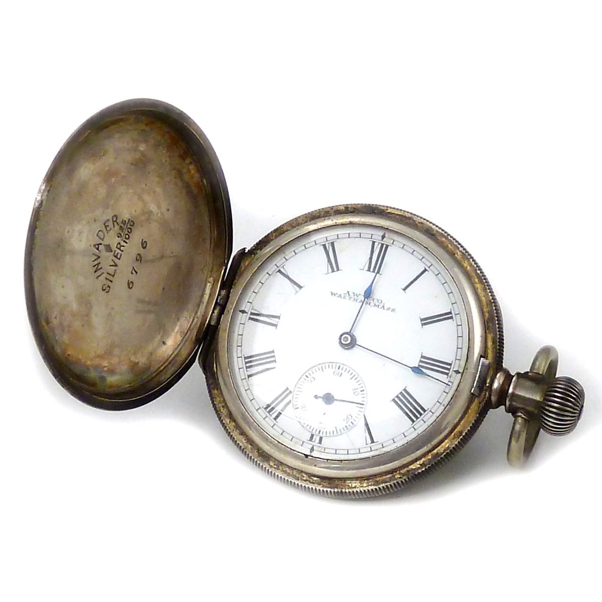 人気新品入荷 W47【WALTHAM】 INVADER ハンター 手巻 懐中時計 925 SILVER 手巻き