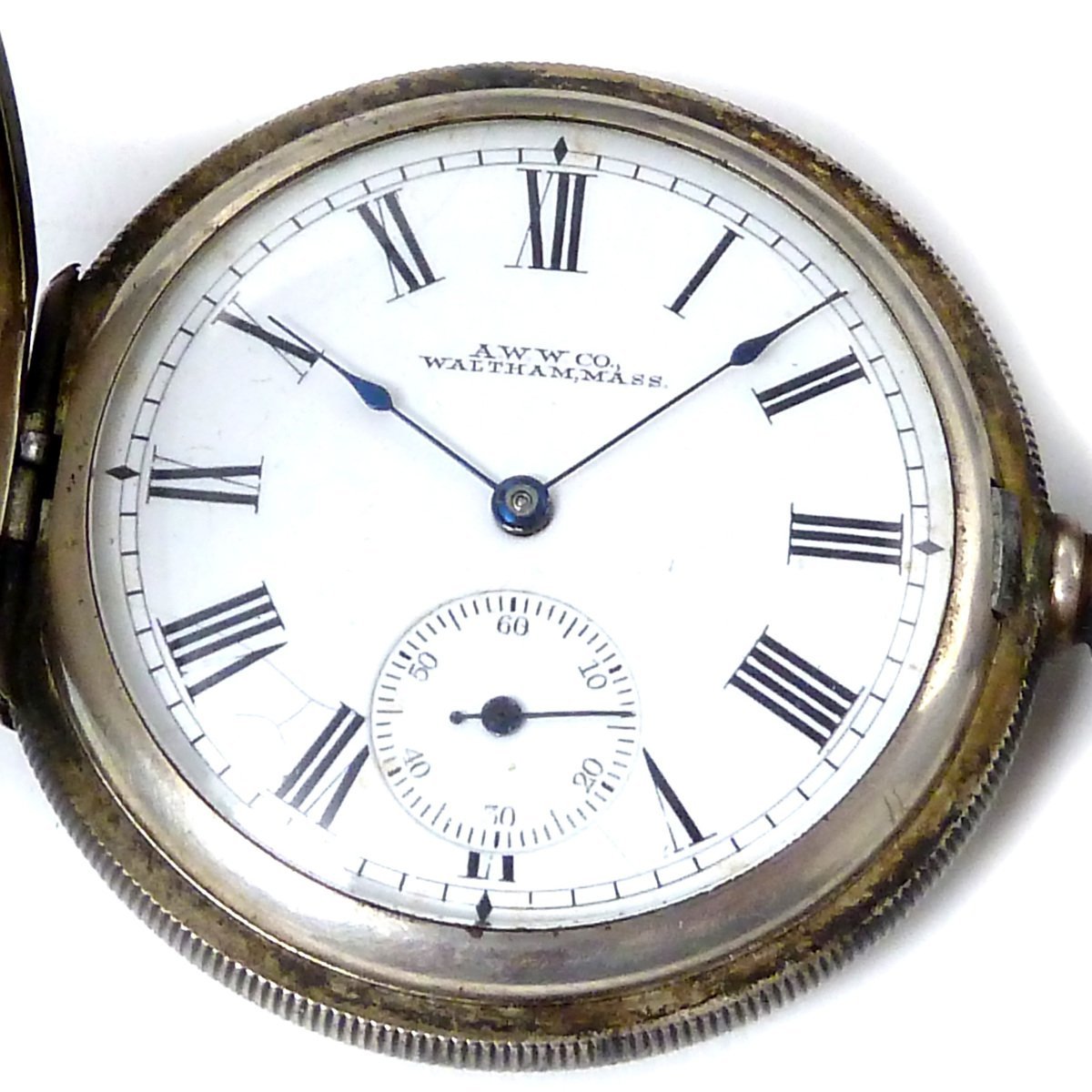 『1年保証』 W47【WALTHAM】 INVADER SILVER 925 懐中時計 手巻 ハンター 手巻き