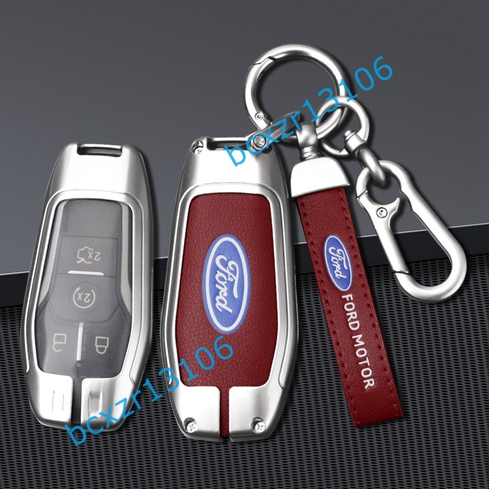 ◆フォード FORD◆E番◆シルバー/レッド◆キーケース おしゃれ 高品質スマートキーカバ 傷防止 TPU キーホルダー車 鍵 保護 収納ケース _画像2