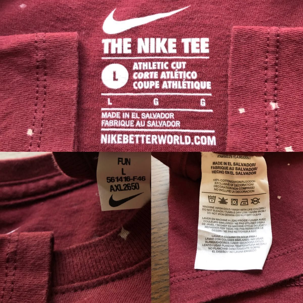 USインポート　NIKE　ナイキ　クルーネックTシャツ　ビッグロゴT　総柄　キラキラ細氷柄　ダイヤモンドダスト　丸胴　薄手