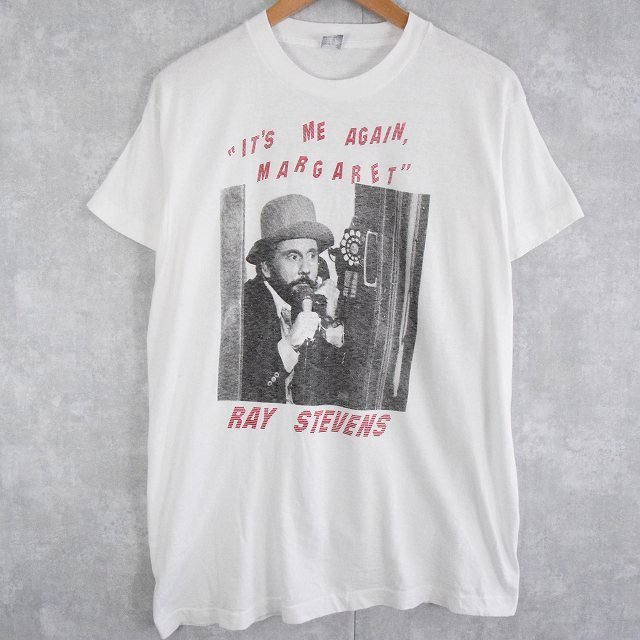 【値下げ対象外】 80's Ray Stevens IT'S ME AGAIN, MARGARET シンガーソングライターTシャツ XL 80年代 白 ホワイト コットン 半袖 古着