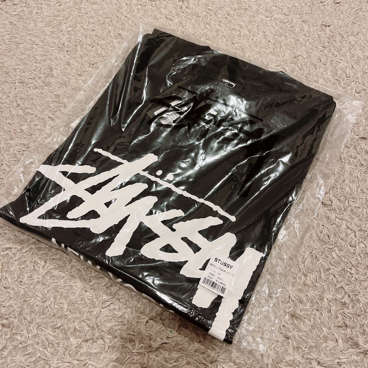 STUSSY ステューシー 長袖Tシャツ ワールドツアー ロングスリーブTシャツ ロンT L ブラック 黒 メンズ レディース｜PayPayフリマ