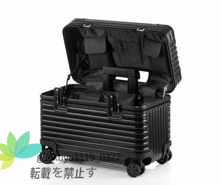 アルミスーツケース 17インチ ブラック 機内持ち込み 小型 アルミトランク 旅行用品 TSAロック キャリーケース キャリーバッグ _画像5