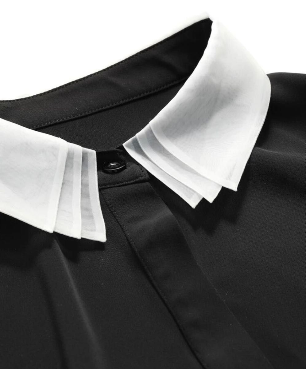 【新品未使用】コントラストカラー　ブラウス　シャツ　ブラック　ホワイト　XS