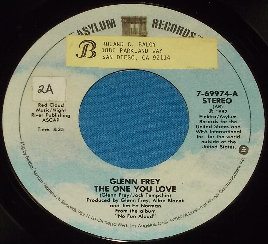 ☆7inch EP★US盤●GLENN FREY/グレン・フライ「The One You Love/恋人」80s名曲!●_画像2