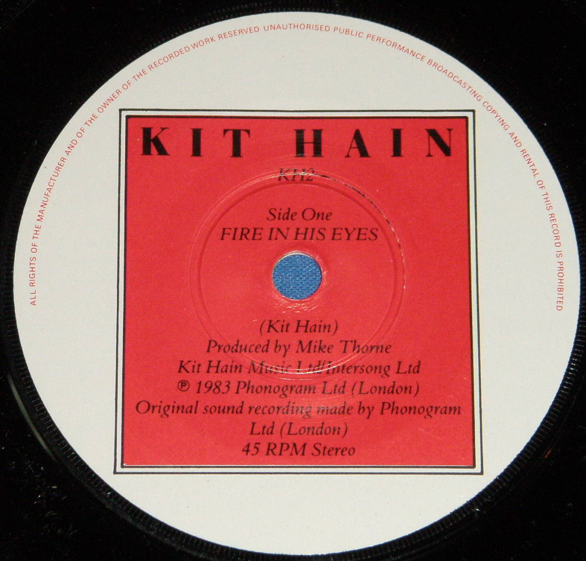 ☆7inch EP★UK盤●KIT HAIN/キット・ヘイン「Fire In His Eyes」80s名曲!●_画像3