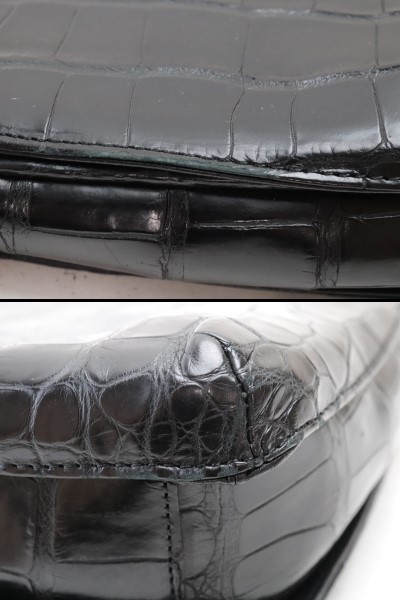 2307-68 JRA shoulder bag pochette crocodile made black 