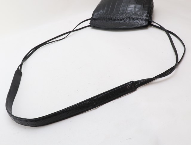 2307-68 JRA shoulder bag pochette crocodile made black 