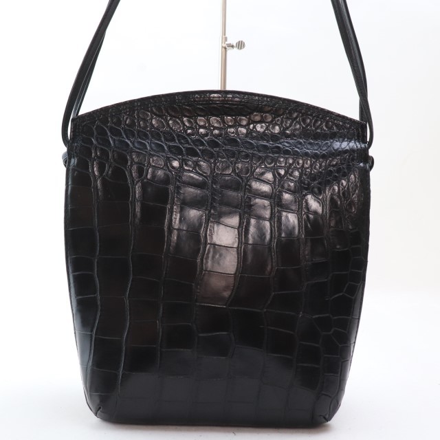 2307-68 JRA shoulder bag pochette crocodile made black 