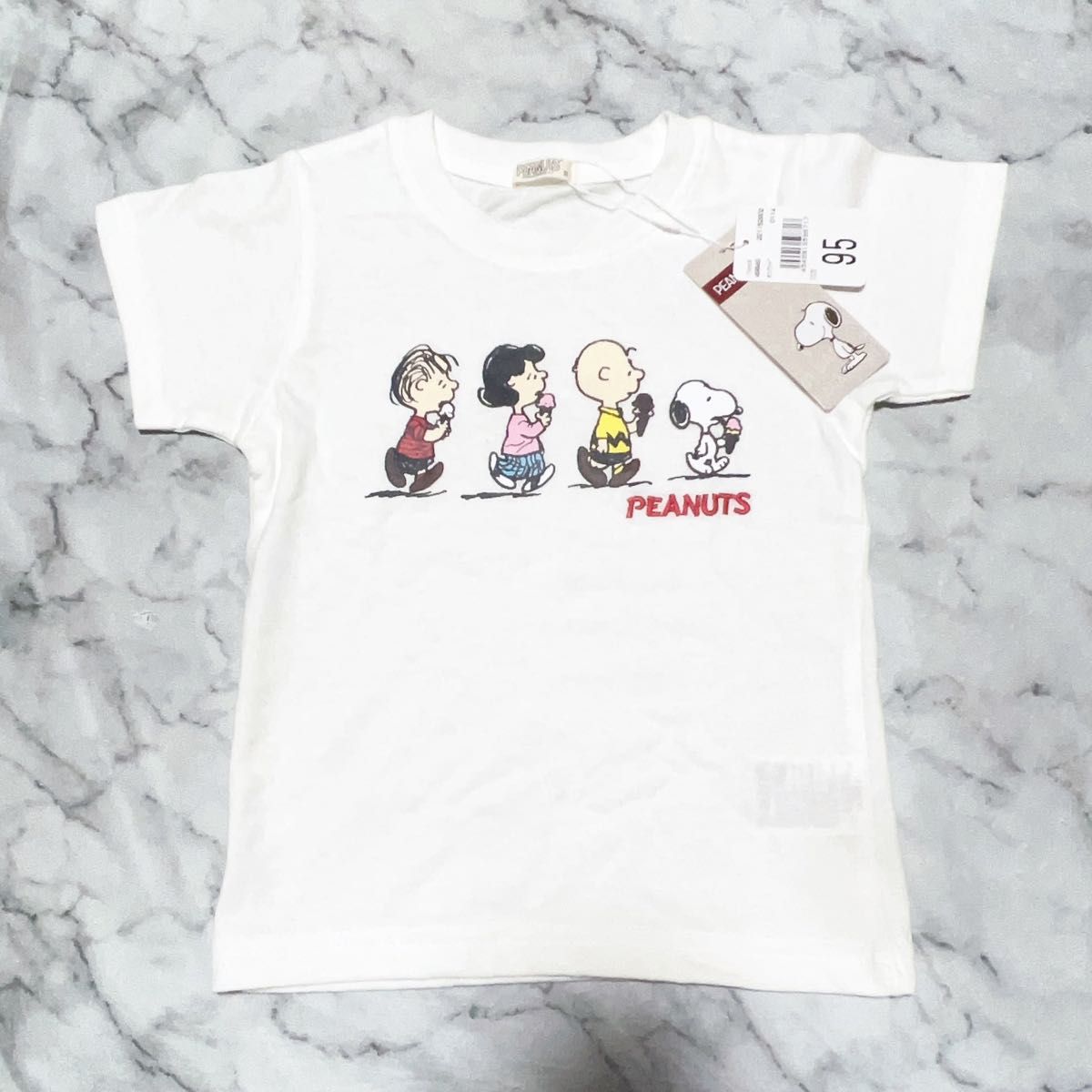 ◆新品 未使用◆PEANUTS スヌーピー ホワイト Tシャツ 95cm タグ付  半袖Tシャツ タグ付き ホワイト