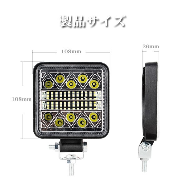 送料込.. LED ワークライト 12V~24V兼用 204W 作業灯 投光器 前照灯 FX102W 照明 トラック 20400LM フォグランプ ジムニー ランクル 2個_画像7