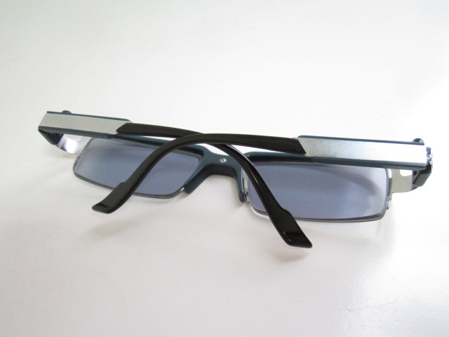 籠◆希少　ビンテージ　フランス製　Eye'DC　V550　216　アイディーシー　スクエア型　シルバーｘネイビー系　眼鏡　程度良品