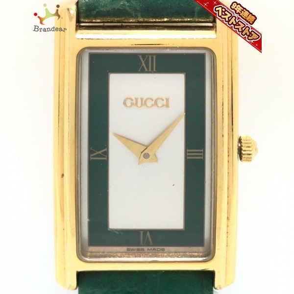 当店の記念日 - 腕時計 GUCCI(グッチ) 2600M 白×グリーン スクエア