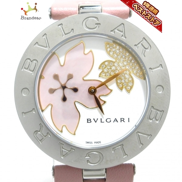 2022年春の B-zero1 腕時計□美品 BVLGARI(ブルガリ) BZ35S 白×ピンク