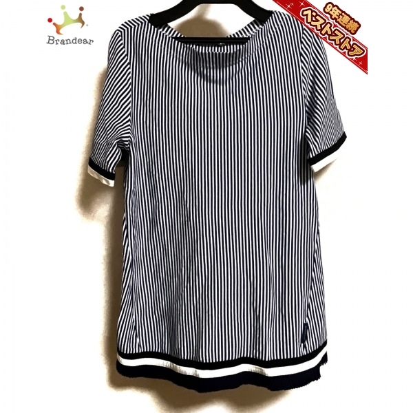 お歳暮 サイズS 半袖カットソー MONCLER モンクレール MAGLIA トップス ストライプ レディース ネイビー×白 Sサイズ お歳暮 サイズS 半袖カットソー MONCLER モンクレール MAGLIA トップス ストライプ レディース ネイビー×白 Sサイズ