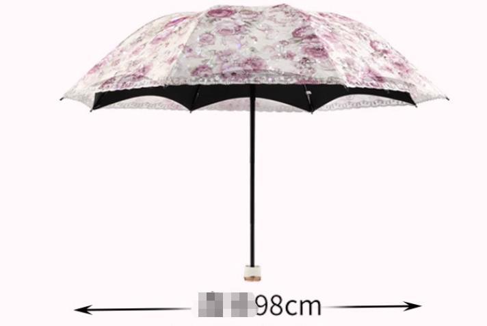 女性用オシャレ花柄レース雨傘日傘 8本骨折りたたみ傘 晴雨兼用UVカット 傘ケース付き　ｋ61_画像5