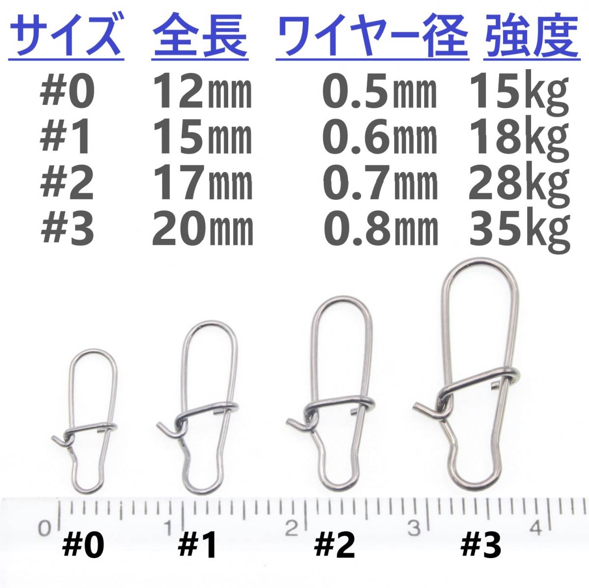 【送料無料】SUS304 ステンレス製 強力クイックスナップ ラウンドタイプ #3 100個セット ルアー用 防錆 スナップ_画像2