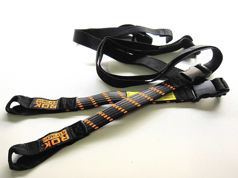 ROK straps ストレッチストラップ MC ブラック&オレンジ ストラップ長：450mm～1500mm/幅：25mm 2本セット 米国製_画像1