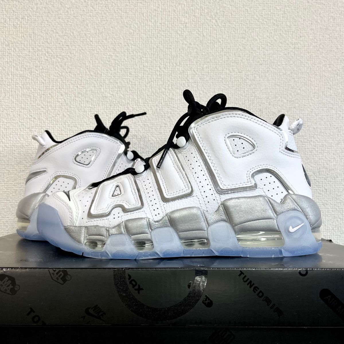 新品未使用 ナイキ エアモアアップテンポ 25cm レア モアテン メタリックシルバー NIKE AIR MORE UPTEMPO