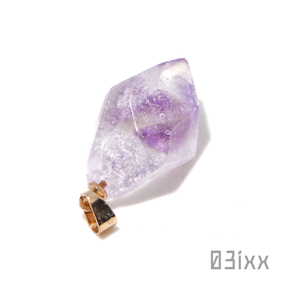 [ free shipping * prompt decision ] charcoal acid . stone pendant top amethyst purple crystal natural stone height .. stone bubble design parts 03ixx[2 month birthstone ]