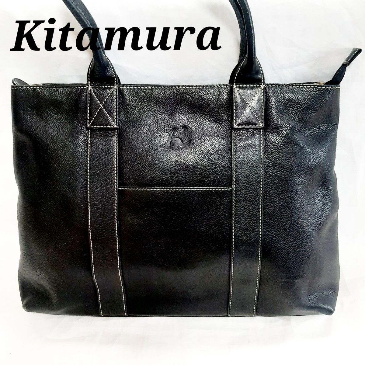 キタムラ トートバッグ ブラック レザー Kitamura バッグ 革 黒-