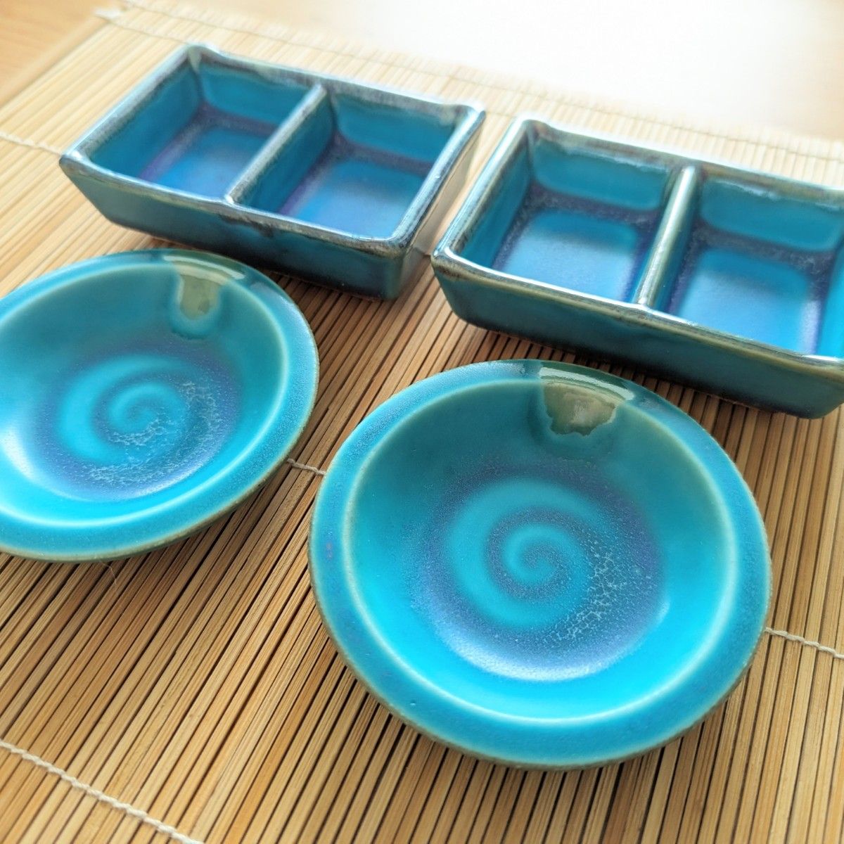 豆皿 4枚セット トルコブルー 薬味皿 和食器 豆皿セット 小皿 器 お皿