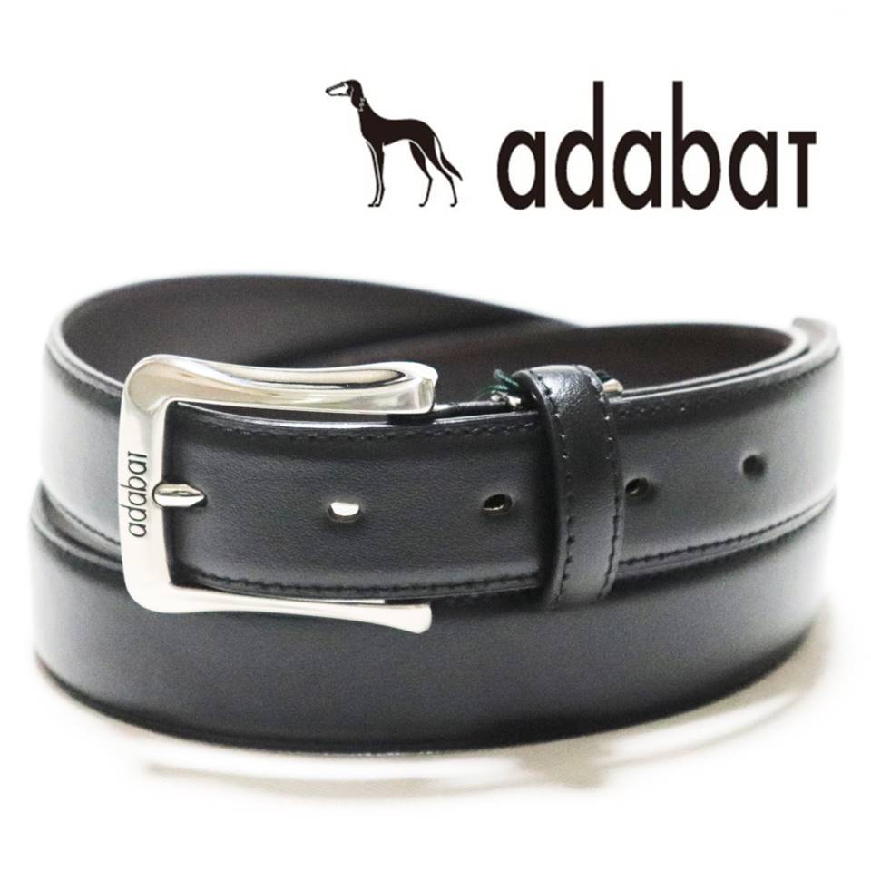 《adabat アダバット》新品 牛革 レザーベルト 99cmまで対応 サイズ調整可 ビジネス プレゼント 黒 A8359_画像1