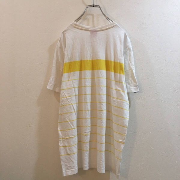 PUMA/プーマ 半袖 Tシャツ ボーダー ホワイト 白 黄色 イエロー メンズ M_画像6