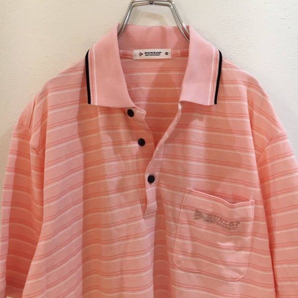 DUNLOP/ダンロップ 半袖ポロシャツ 胸ポケット付き ピンク Mサイズ ゴルフウェア_画像1