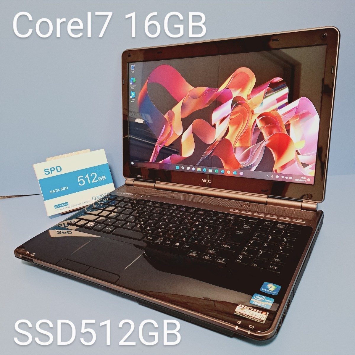 ☆最強CoreI7☆メモリ16GB☆新品SSD512GB NEC/LL750/Eクリスタル