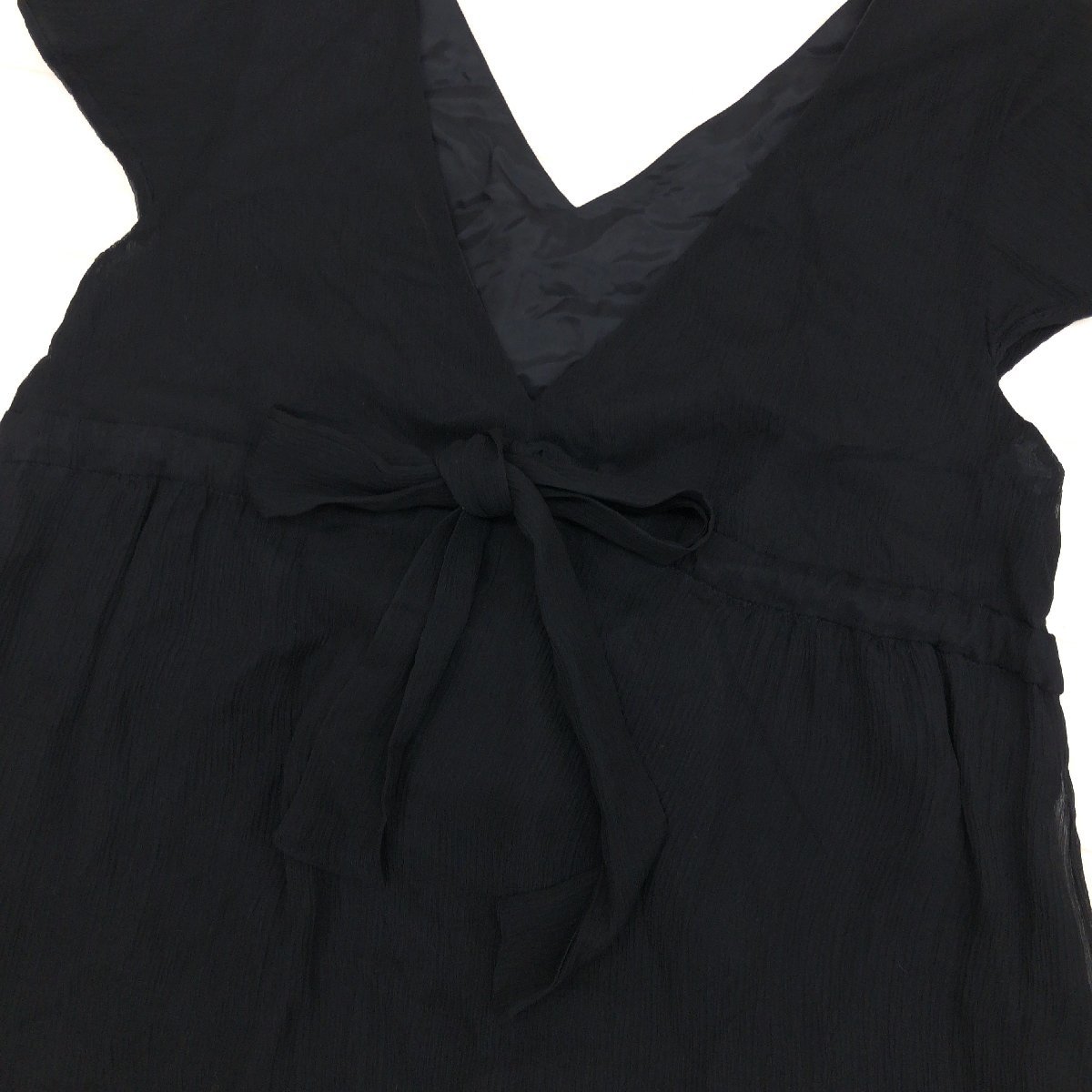 Spick&Span スピック&スパン シルク100% ドレス ワンピース M相当 黒 ブラック シアーワンピース 日本製 国内正規品 レディース 女性用_画像5