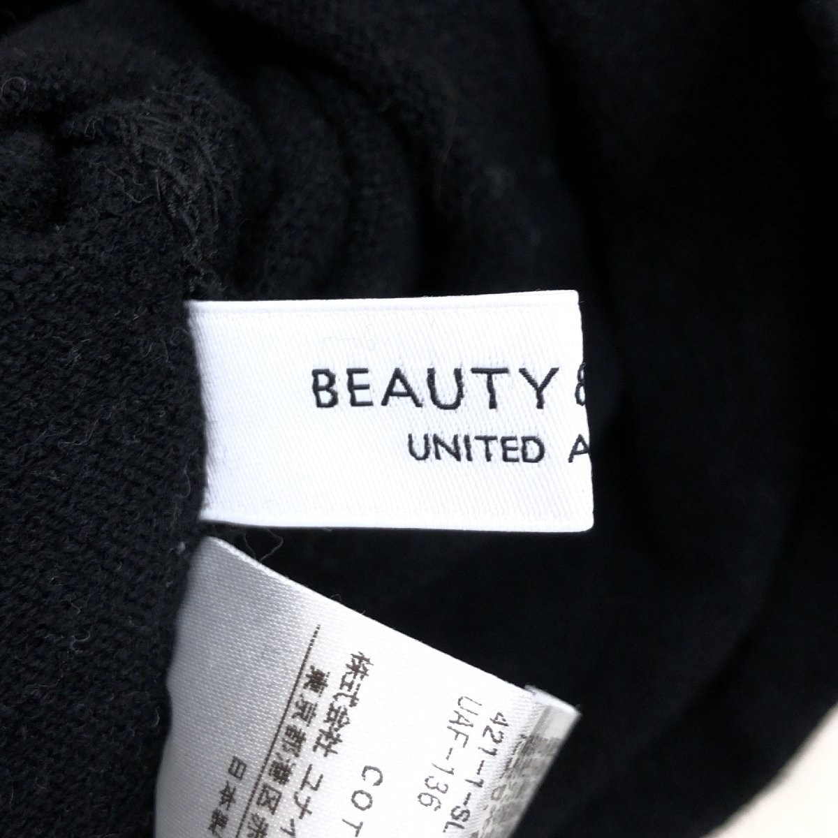 B&Y UNITED ARROWS ユナイテッドアローズ カットソー M相当 黒 ブラック 八分袖 ロンT 国内正規品 レディース 女性用_画像3