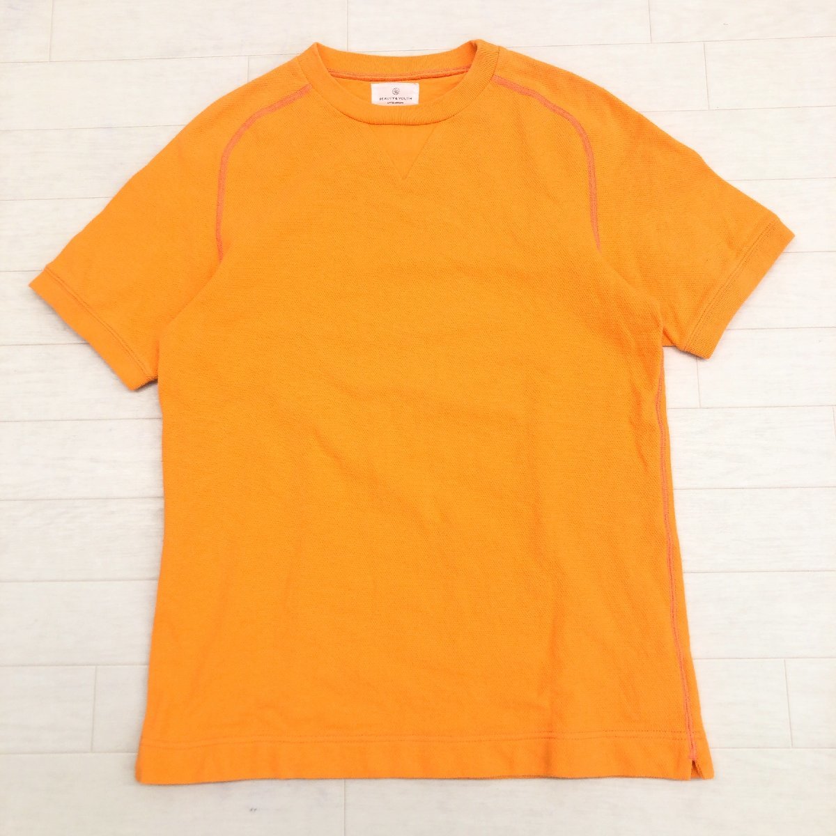 B&Y UNITED ARROWS ユナイテッドアローズ ワッフル生地 Tシャツ M オレンジ 半袖 国内正規品 メンズ 紳士_画像1