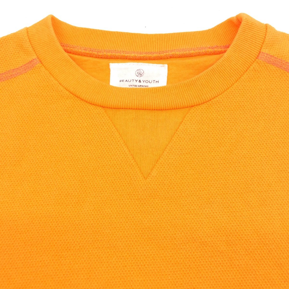 B&Y UNITED ARROWS ユナイテッドアローズ ワッフル生地 Tシャツ M オレンジ 半袖 国内正規品 メンズ 紳士_画像4