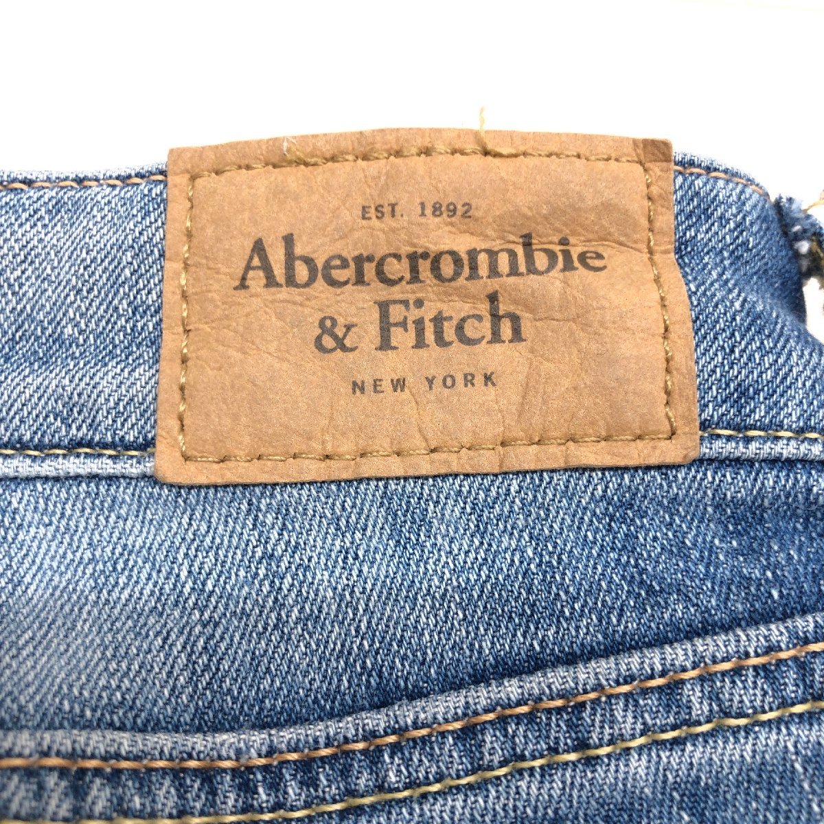 Abercrombie&Fitch アバクロンビー&フィッチ USED加工 ストレッチ スキニー デニム パンツ 25 w72 紺 インディゴ ビジュー装飾 レディース_画像7